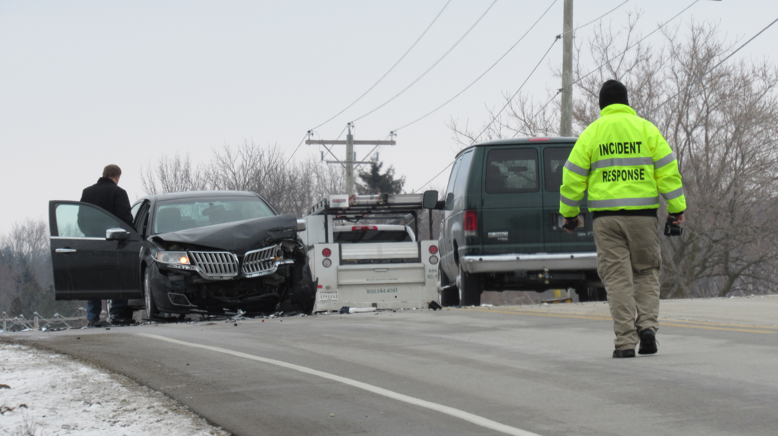 Asher Heimermann working at a motor vehicle crash in Cedarburg