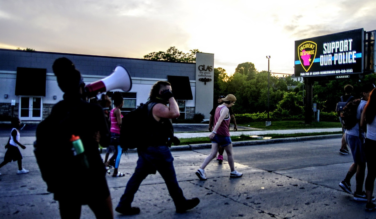 Asher Heimermann's billboard supporting law enforcement in July 2020